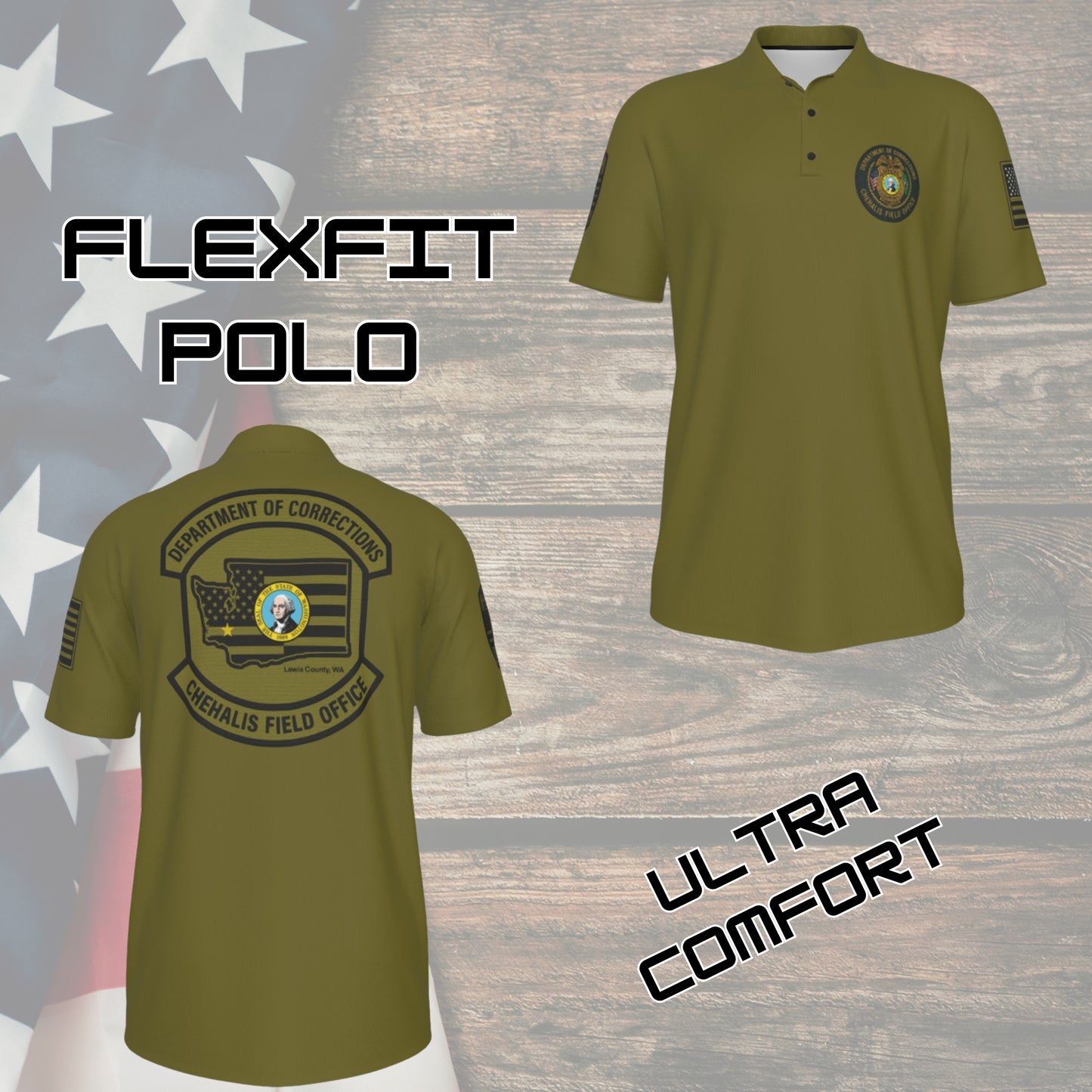 🛡️ WA DOC Chehalis Office – FlexFit Performance Polo