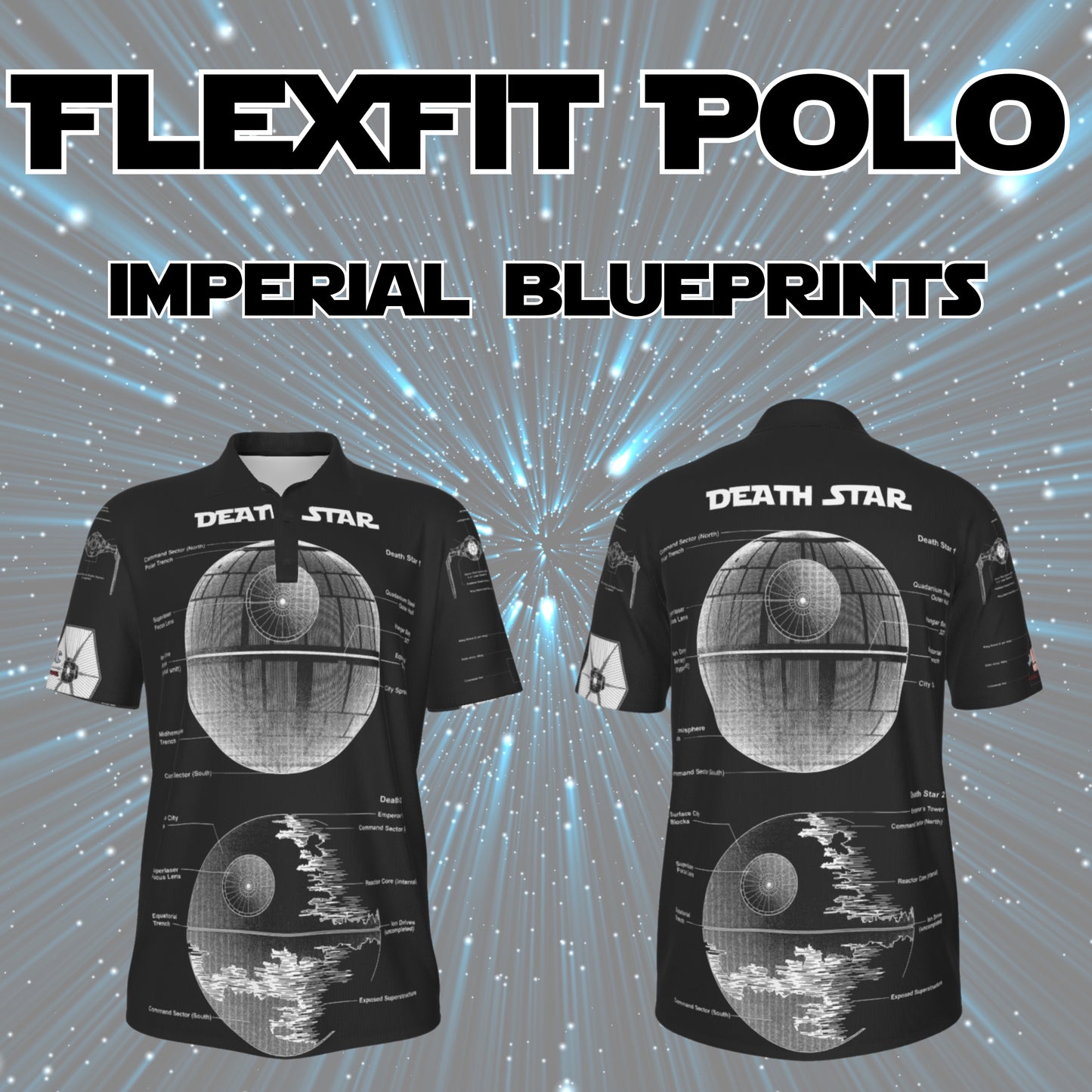 🛰️ Galactic Blueprint Flexfit Polo – Imperial ⚫ or Rebel ⚪ Edition