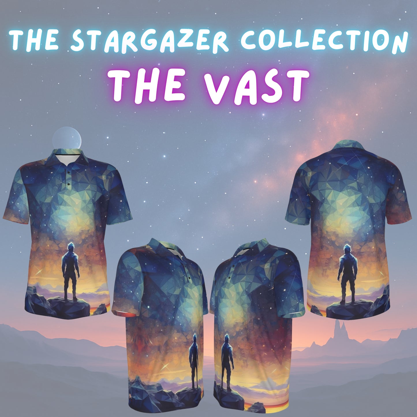 Stargazer Collection Flexfit Polos – Discover the Digital Universe (3 Designs) 🌌🚀✨